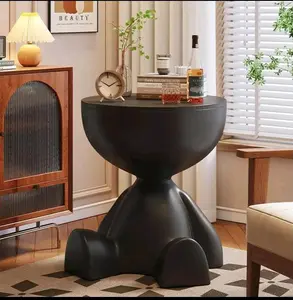 Circle Side Table, Small Coffee Table, Waterproof & Durable, Round Modern End Table for Living Room, Bedroom, Bedside, Versatile Accent Table.(Bear Shaped Table)