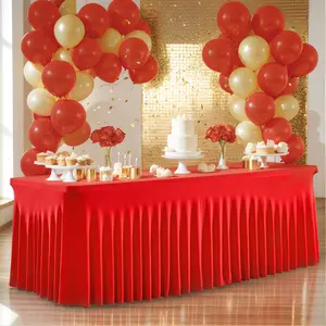 1 Pack Wrinkle Free Spandex Fitted Tablecloth Stretchy Banquet Table Cover for Mother's Day Holiday Parties Christmas Events Weddings Birthday Decor Dessert Table Setups