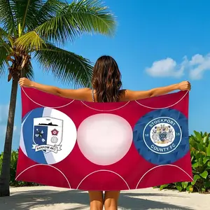 Double Football Club Logo Beach Towel, Absorbent Ultra-Fine Fiber, Ideal for Beach Trips, Support Stockport and Stockport County FC Fans, Essential for Soccer Matches