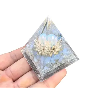 Demon's Eye Pyramid Crystal Ball Gravel Healing Crystals for Stress Relief & Luck Indoor Yoga Meditation Decoration Women's & Men's Birthday Gift