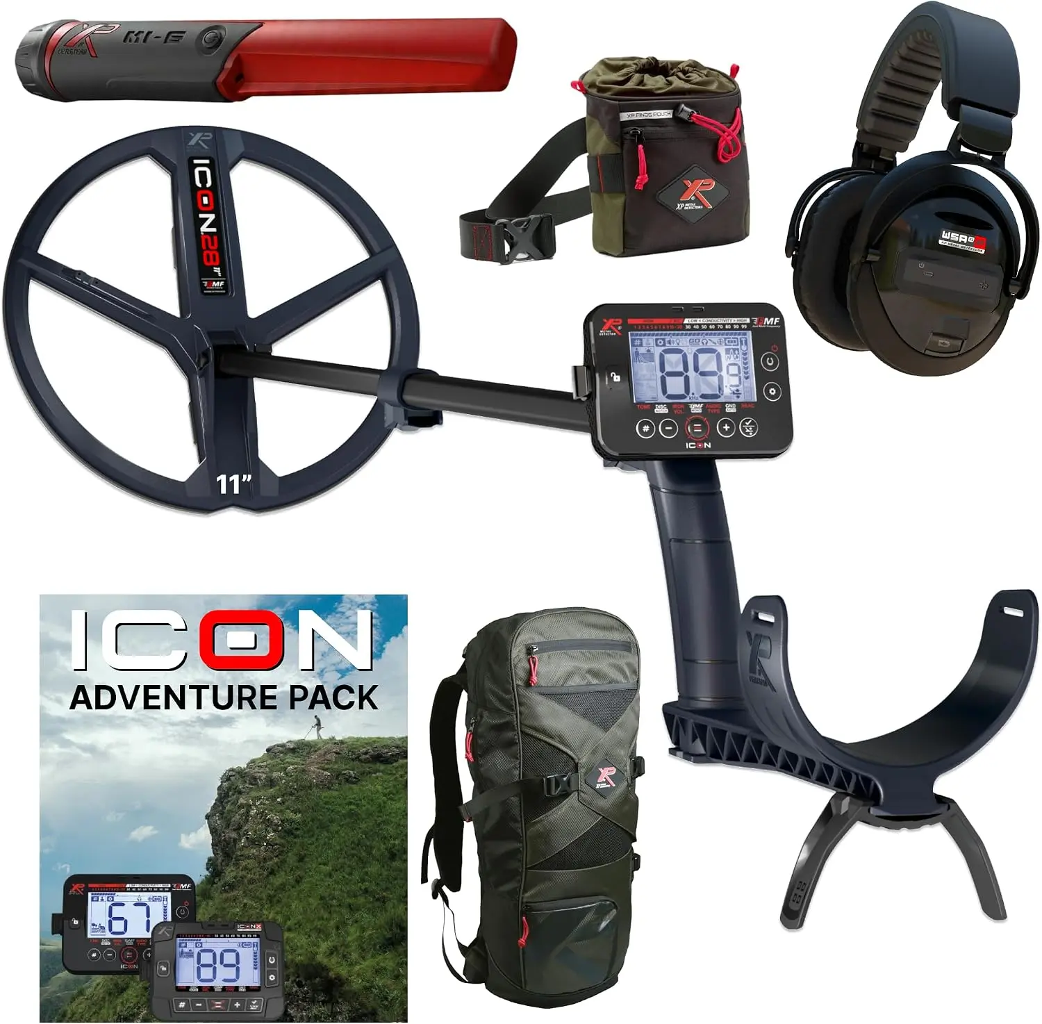 XP ICON Adventure Pack Metal Detector with WSA-XL ST Headphones, MI-6 & Backpack