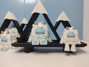 3D Printed Yeti with Mountain Shelf Decor Set Mini Articulated Animal Statues articulated figure animal figurine decor desk fidget