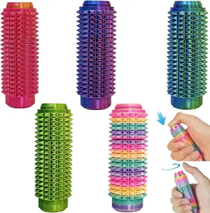 Little Ouchies Fidget 5PC Pain Stim with Clicker Button & Spinner for Anxiety Stress Relief Portable Spiky Keychain Sensory Toy