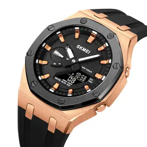 SKMEI SERENITE Watch - Elegant Black & Rose Gold Case, Waterproof, Minimalist Finish, Comfortable Strap, Perfect for Everyday Wear & Special Occasions