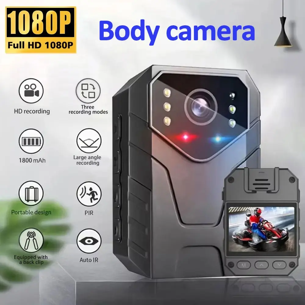 Police Body Camera 1080P Full HD - Wearable Mini Clip On Camera with Night Vision, 8H Battery Life, 2.0 Inch Screen for Law Enforcement & Security Patrol Recording, Night Vision Camcorder, Wearable Video Recording, Portable Wearable Camcorder