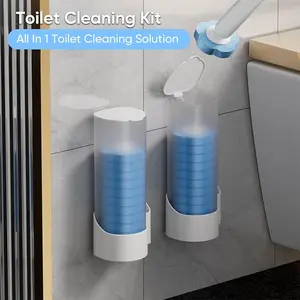 Toilet Bowl Cleaner Wand Holder Toilet Brush with 18 pcs Disposable Toilet Wand Refills Toilet Cleaning System Starter Kit for Sink Bathtub Drain Wash Basin Urinal Wall-Mount Cleaning bathroom Supplies for Home