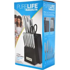 Ragalta PureLife 13 Piece Forged Knife Set with Sharpener - Stainless Steel