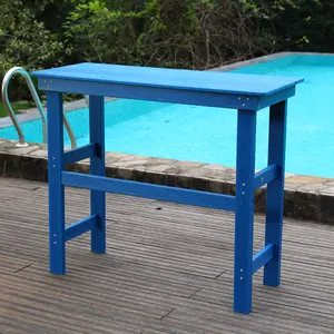HDPE Outdoor Dining Table for 4-6 Persons, Waterproof & Corrosion-Resistant All-Weather Patio Bar Table, Navy Blue, Suitable for Lawn Garden Backyard Poolside, Easy Clean, Living Room Table for Sofa Side, Bedroom, Office, Durable