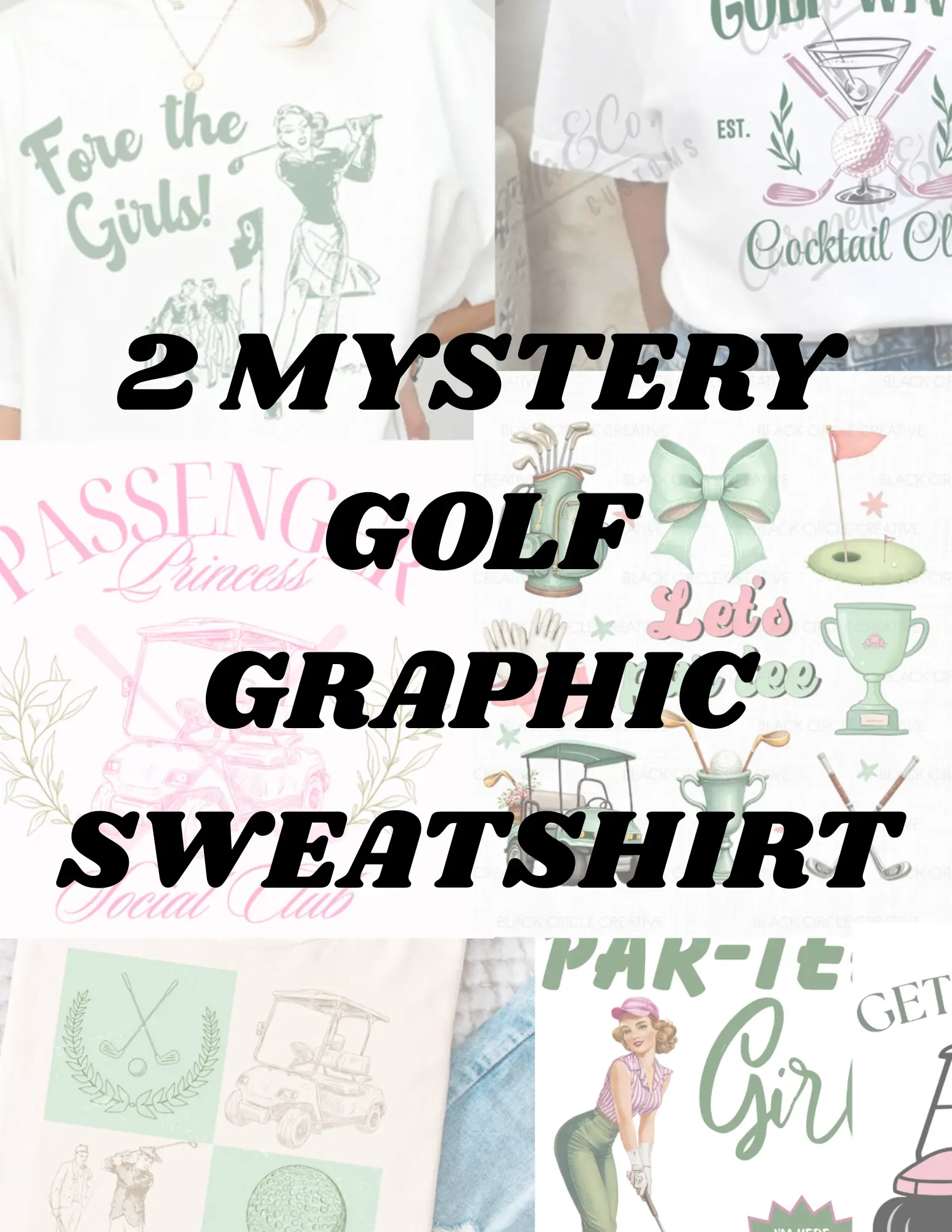 Suprise Golf 2 Mystery Graphic Sweatshirts - Unisex Cotton-Polyester Blend for Golf Enthusiasts - Over 20 Designs Available - Get 2 for Only $60