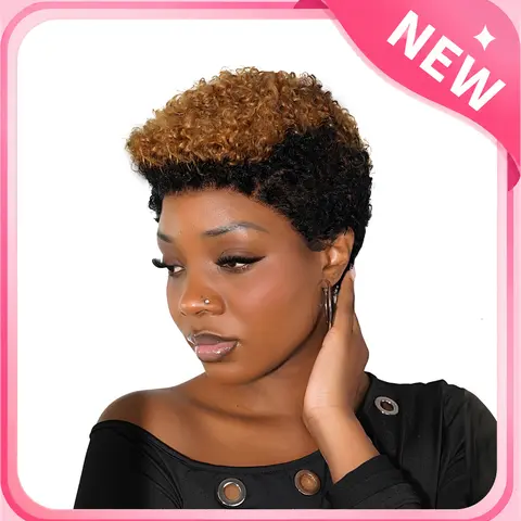 【 New In 】Dultev 010 HD Human Hair Lace Front Wig, 13x6 Glueless Pixie Curly Layered Wig for Women, 180% Density Soft Fluffy Luxury Curly Hair, Supports Ponytail Hairstyle