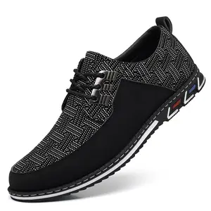 2025 Autumn Winter New Men's Casual Leather Shoes Woven Upper Lace-up Comfortable Breathable Non-slip Wear-resistant Business Dress Shoes