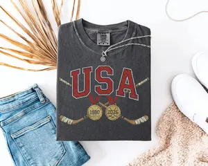 Comfort Colors/Gildan USA Hockey Gold Medal Shirt, Vintage 1980 & 2026 Winter Games Tee, Miracle on Ice Commemorative Graphic T-Shirt, Team USA Hockey Fan Unisex Gift