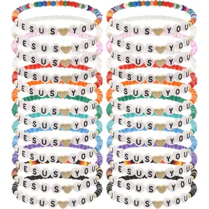 24 count  Loves You Bracelets Bulk  Clay Beads  Verse Bracelets Christian Friendship  Christmas Easter Gifts for Women Teen