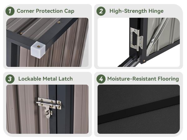 Aoxun Outdoor Storage Shed with Floor - Vertical Cabinet with 2 Adjustable Shelves & Lockable Doors, Waterproof Small Tool Shed, for Backyard Garden Patio Lawn Indoor, Brown