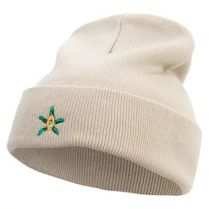 Honduras National Orchid Embroidered 12 Inch Long Knitted Beanie