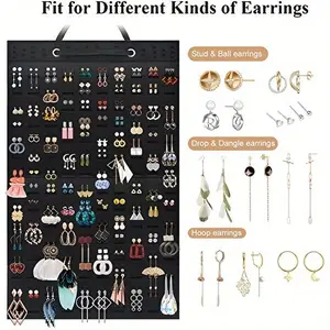 Earrings Organizer, Hanging Earring Holder Holds Up To 300 Pairs, Stud Earring Organizer Large Capacity Storage Earring Hanger, Earring Display Holder Brooch Pin Organizer For Women Girls-Black, Jewelry Organizer