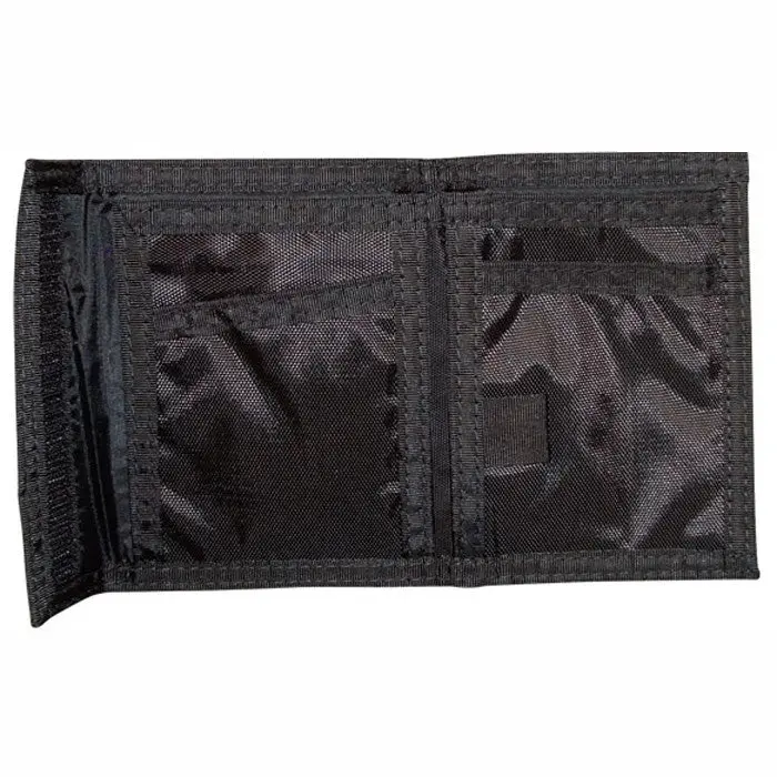 Black Nylon Trifold Wallet for Men, Military Commando Style with 5 Pockets, Interior Coin Pouch and Hook-and-Loop Closure