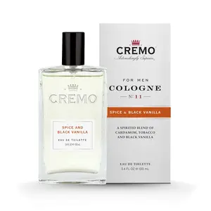 Cremo Men's Black Vanilla Cologne Spray, An Explosion of Vibrant Spices, Black Vanilla, 3.4 Fl Oz black vanilla
