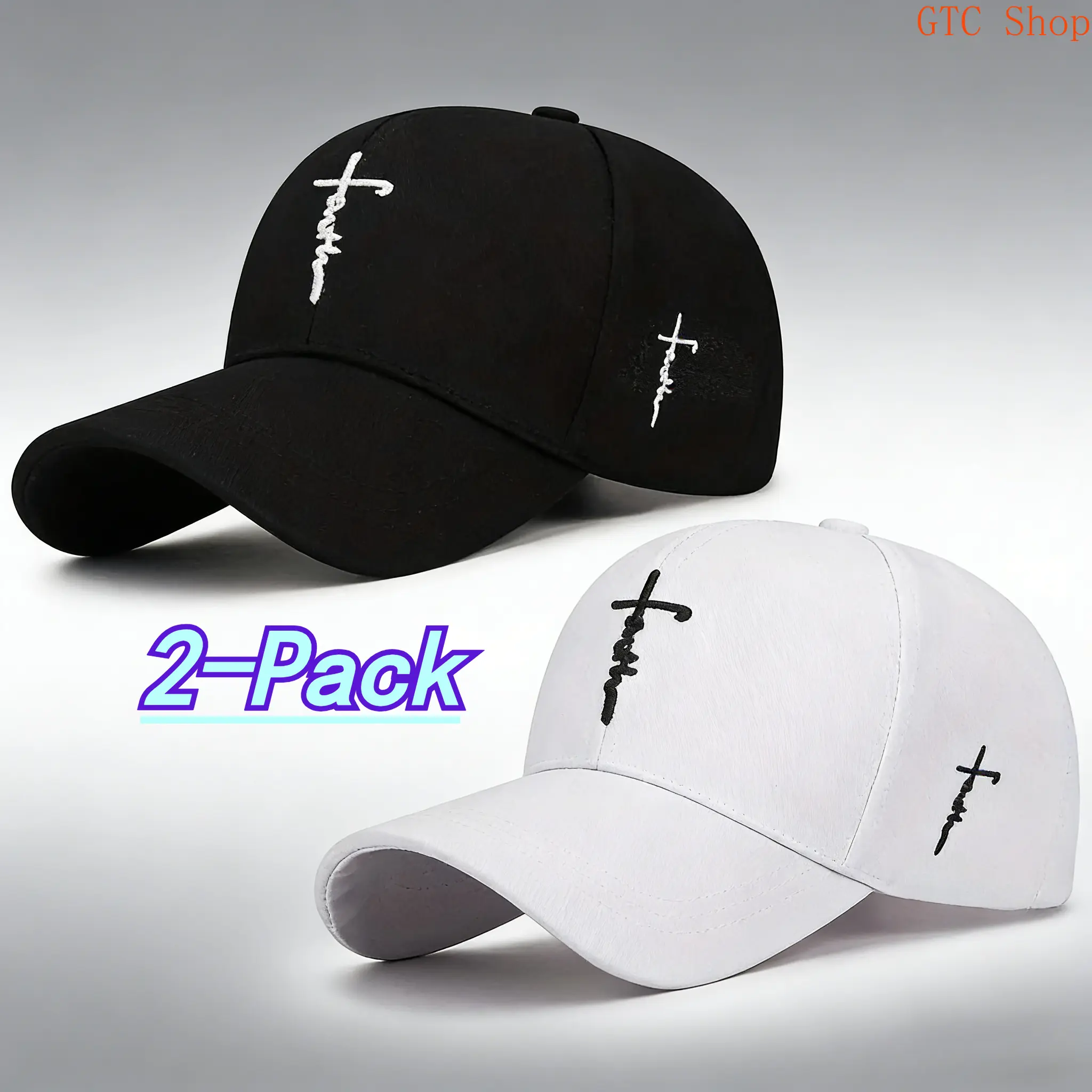 2Pcs/Set Black & White Baseball Caps for Men & Women – Trendy Cross Embroidery Design, Breathable Acrylic Fabric Dad Hats, Durable Lightweight Headwear Perfect for Outdoor Sports, Streetwear & Daily Casual Fashion Outfits summerwins
