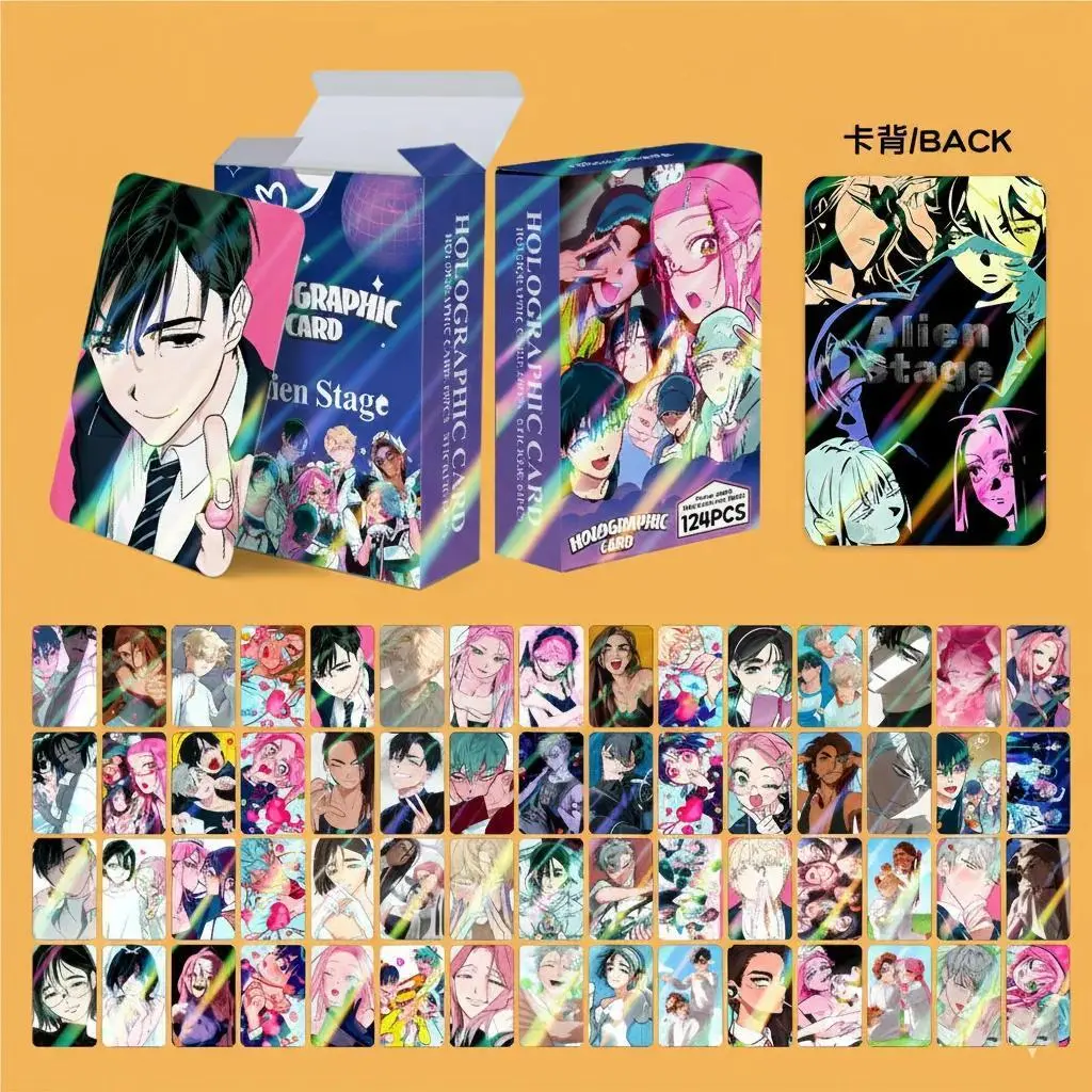 124pcs Alien Stage Holographic Laser Cards Stickers Set Collectible LOMO Cards for Fans Gifts including Luka Hyuna Ivan