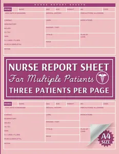 Nurse Report Sheet Multiple Patients: 3 Patients Per Page - Med Surg Notebook, Nurse Brain SBAR Sheets for Organizing Shift Notes