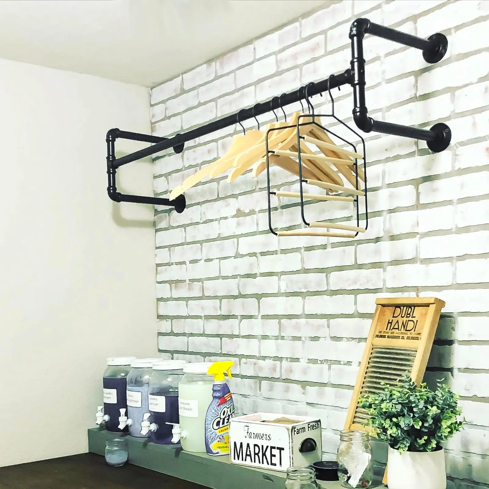 CNCEST Vintage Industrial Metal Wall Coat Rack - 6 Modern Space-Saving Hooks, Wall-Mounted Shelves & Storage, Black Powder-Coated Iron, 132 lbs Capacity, Vintage Home Decor for Bathroom, Entryway, Hanging Wall Coat Racks