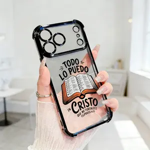 Compatible  Phone Case iPhone 17 Pro Max 16 15 Plus Air 14 13 12 11 E Bible Verse Aesthetic Christian Pattern Transparent Full Coverage Four Corners Anti-drop Casing, Accessories, Smartphone