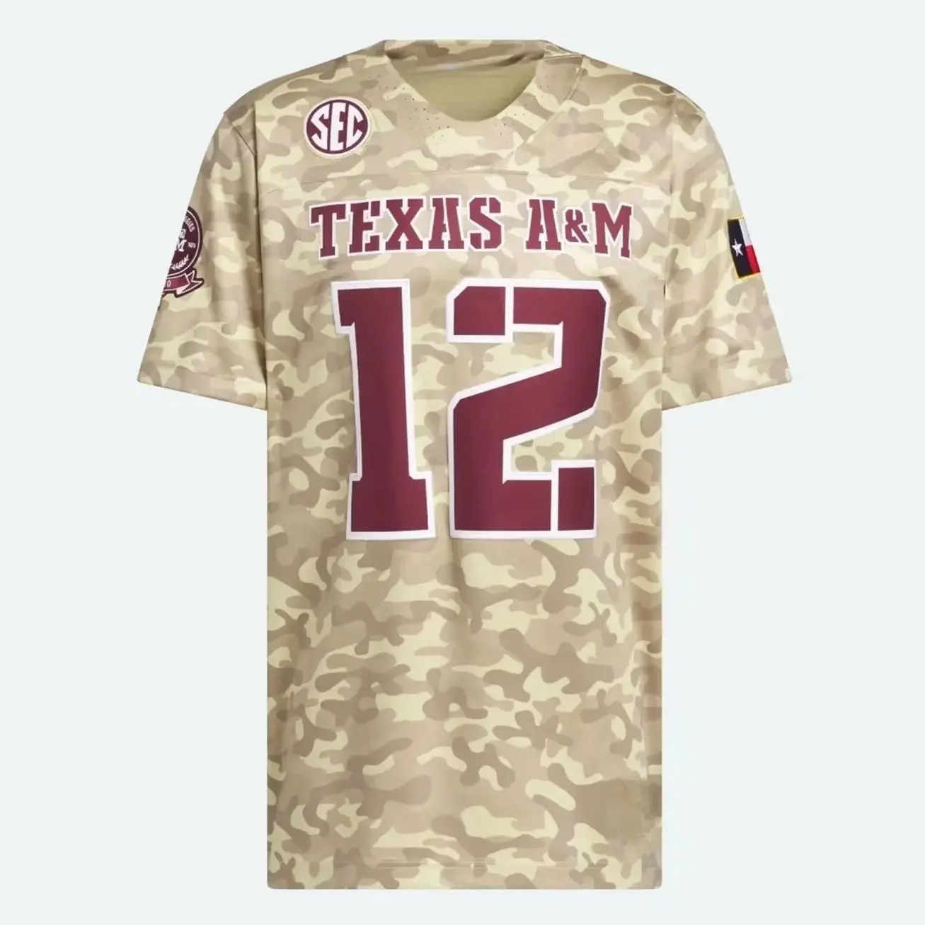 Unisex Football College #12 Texas A&M Aggies Honor & Support Premier Strategy Jersey - Beige