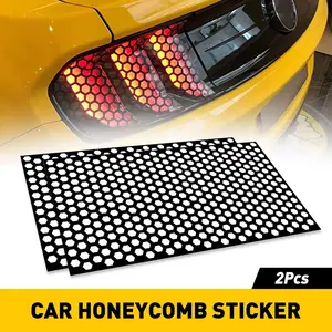 Car Light Sticker Honeycomb Carbon Fiber Texture Vinyl Wrap DIY Tail Light Decor for Sedan SUV Truck Motorcycle