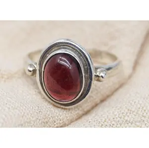 Vintage Rhodolite Garnet Sterling Silver Ring - Size 6