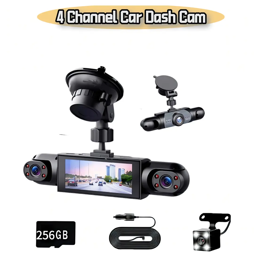 LASATE Car Dash Cam, 1080P Car DVR with Memory Card，3.16 Inch, Plug and Play（No battery），Car Video Surveillance with Night Vision， Car DVR Hd Screen Front Rear Left And Right dashcam，Holiday Gift(Not wireless)   Requires charging to use