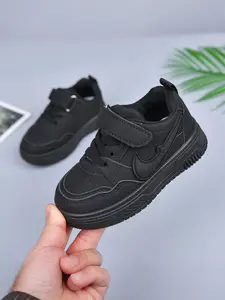 Girls' Sneakers, Soft Sole Anti-Collision, Velcro Easy-On Baby Walking Shoes, Casual PU Leather Board Shoes for Kids