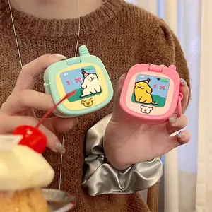 1 dog flip phone headphone case (with mirror),Cute wireless Bluetooth earphone case, drop resistant, durable, stylish and Protection accessory, suitable for AirPods pro3/1/2/3/4/pro/pro2(Different models may have different shapes)