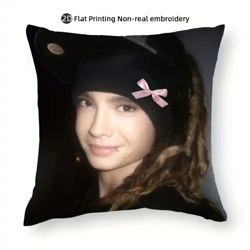 1-PC Tokio Hotel Pillowcase with Zipper Closure, Cushion Cover for Sofas and Bedrooms (Insert Not Included), Decorative Pillowcase |   Anime Character Decor |   Zippered Pillowcase, Room Decor, Perfect for Christmas