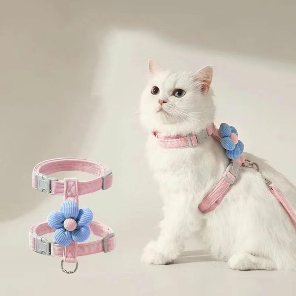 Cat Harness and Leash Sets Adjustable Dog Harness for Small Dog Leash Breashable Pet Harness Out Walking Dog Strap Cat Accessory