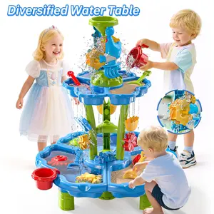 2 Tier Sand and Water Table | Summer Outdoor Beach Toy for Kids, Perfect Birthday Christmas Holiday Gift play【A】