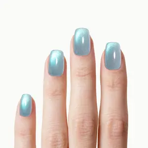 Dragon Eyes – Square Icy Teal Press-On Nails