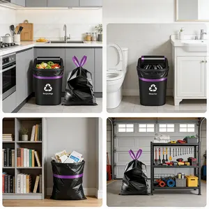 30 Pcs Tall Kitchen Drawstring Trash Bags, Flexible Stretch Technology, Double-Layer Leak Protection, Scented, Home Kitchen Use