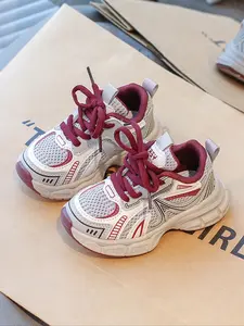 Unisex Sporty Colorblock Lace-Up Running Shoes, Breathable Comfort Sneakers, Lightweight Shoes, Anti-Slip Casual Outdoor Footwear for Kids & Adults