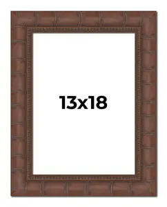 13x18 Brown Wide Bamboo Picture Frame - UV Acrylic, Foam Board Backing, Hanging Hardware