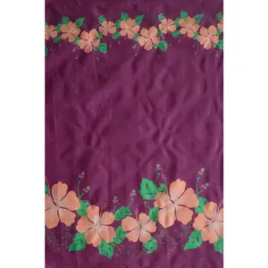 Hibiscus Flowers Double Border Polyester Fabric | Islands Fabric