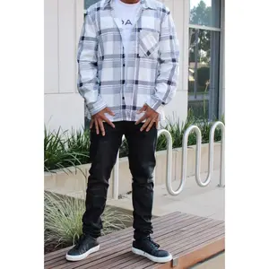 Relaxed Fit White Flannel Shirt