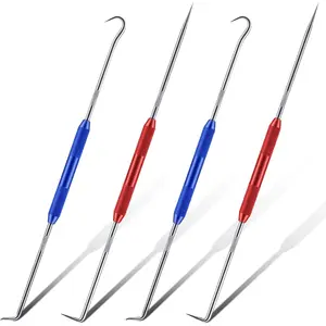 4 count Double Pointed Scriber, 8.3 Inch Metal Scribe Tool Hook and Pick Tool Set Straight 45  90  Tip Marking Tool for Machinists, Technicians or Craftsmen