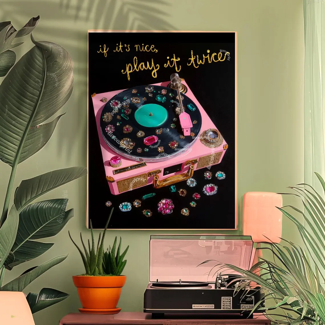 If Its Nice Play It Twice Poster - Retro Record Print Glam Room Decor Y2K Wall Art Music Room Decor Record Nook Art Print Trendy Dorm Décor