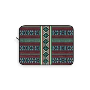 Aqua Red Toghu Chic Graphic Laptop Sleeve - 12inch, Synthetic Material, Top Loading Zipper Closure, Stylish Front Print, Non-Scratch Protection, Unique Gift for Tech Lovers