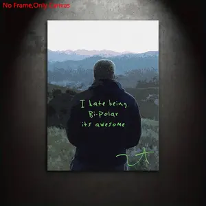 1 Piece/Set Frameless Canvas Painting Print Poster, Classic Retro Art, Modern Home Decor, I Hate Being Bi-Polar It's Awesome, Perfect gift for music culture enthusiasts, bedroom, living room, mural, wall decoration