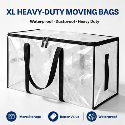6-Pack Large-Capacity Transparent Heavy-Duty Nylon Foldable Rectangular Storage Boxes with Hinged Lids – Sturdy Home Storage Organizers for Travel, Apartments & Home Organization