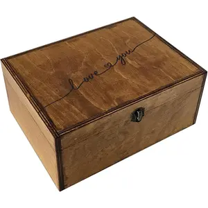 Love You Memory Wooden Box, Large Wooden Keepsake Box 11.6" x 8.7" x 5", Wedding  For Couples, Engraved Memory Love Letter, Birthday Valentine  For Wife Girlfriend Husband Boyfriend