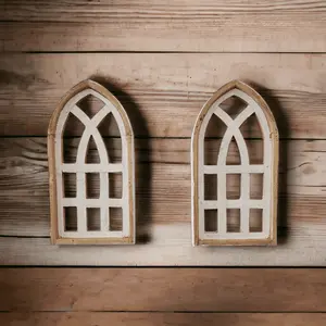 Set of 2 Mini White Waters Cathedral Wood Window - The Mini Whitewaters Cathedral Window