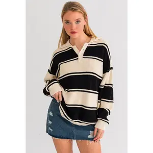 Collared Oversized Sweater Top Casual Comfort